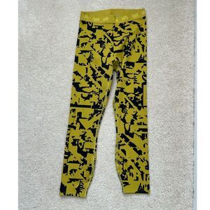 Yitty‎ Yellow Abstract Print Athletic Leggings Workout Compression Pants Size S